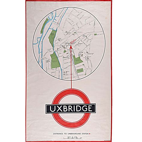 Uxbridge Tube Station Map London Transport Poster 1930s - Manning Fine Art