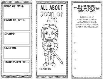 Joan of Arc - Historical Figure Research Project Interactive Notebook