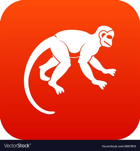 Capuchin monkey icon digital red Royalty Free Vector Image