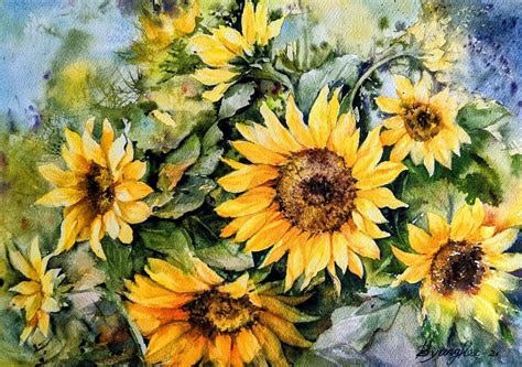 Sunflowers, Original Watercolor Painting, Flower Art. - Etsy