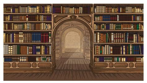 Vector Of Library Book Shelf Doodle Background Stock Vector ...