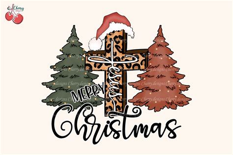 Christian Cross Merry Christmas PNG | Creative Market