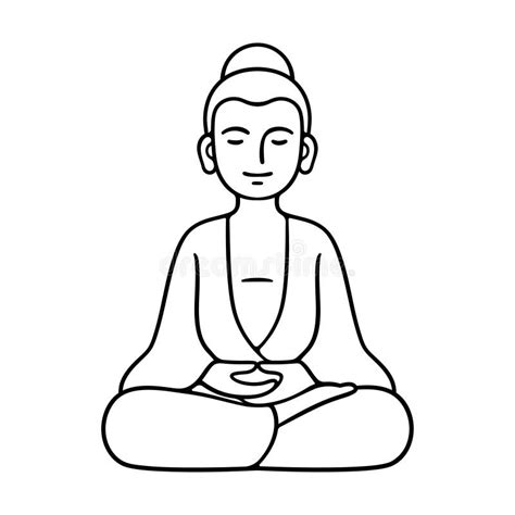 Simple Sitting Buddha Statue Stock Vector - Illustration of drawing ...