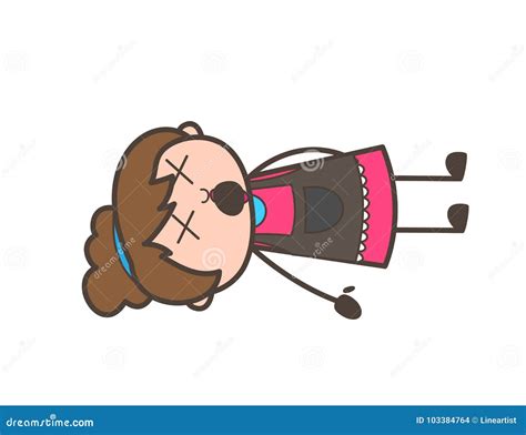 Dead Body with Open Mouth - Beautician Girl Artist Cartoon Vector Stock Illustration ...