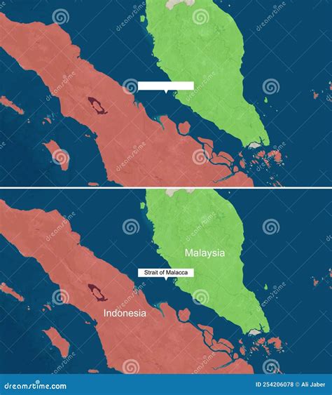 The Map of Strait of Malacca with Text, Textless Stock Illustration - Illustration of global ...