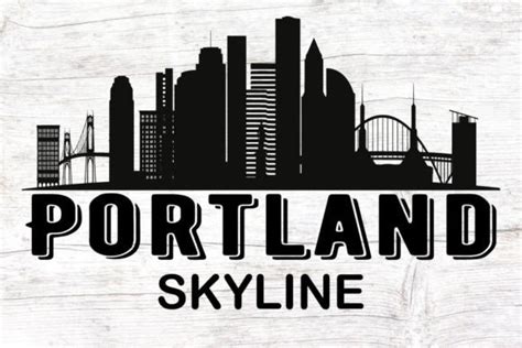 Portland Skyline Silhouette Gráfico por Mash Studio · Creative Fabrica