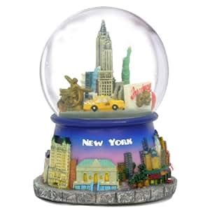 Musical New York City Rotating Snow Globe with Famous Landmarks and ...