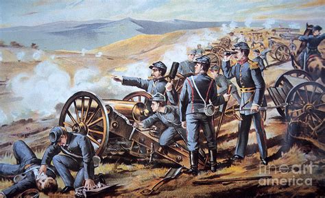 Federal Field Artillery In Action During The American Civil War Painting by American School