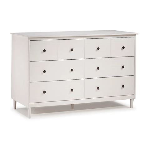 Welwick Designs Classic Mid Century Modern 6-Drawer White Solid Wood ...