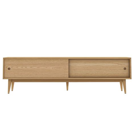 Solid Oak TV Unit with Sliding Doors - TV's up to 70" - Scandi - Briana - Furniture123