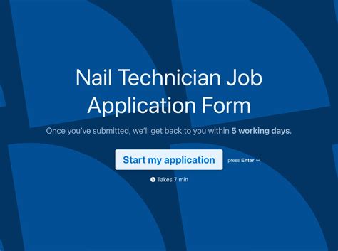 Nail Technician Job Application Form Template