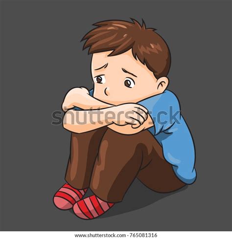 Illustration Cartoon Lonely Boy Vector Illustration Stock Vector ...