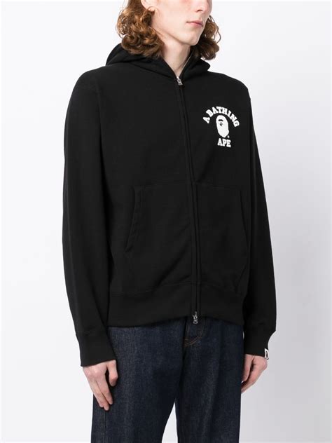 A Bathing Ape Logo-print Cotton Hoodie In Black | ModeSens