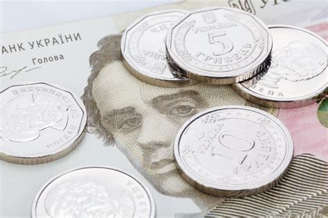 5 Hryvnia Coin Close-up on a White Isolated Background. Ukrainian Coins ...