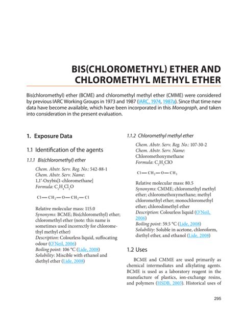 bis(chloromethyl) ether and chloromethyl methyl ether