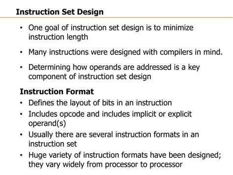 PPT - One goal of instruction set design is to minimize instruction length PowerPoint ...