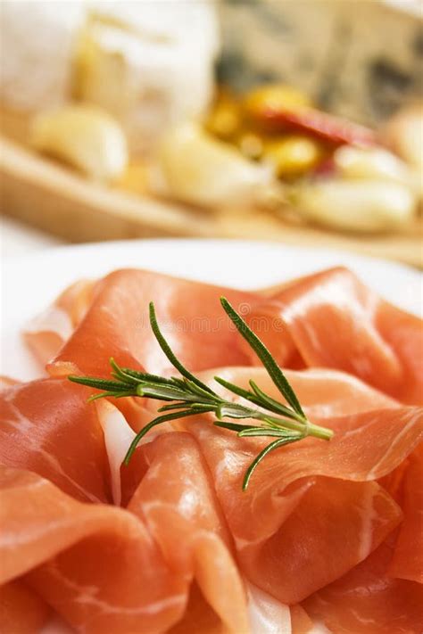 Prosciutto, Italian Cured Ham Stock Photo - Image of sliced, vertical: 14503380