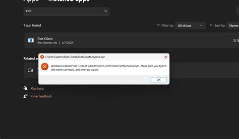 windows cannot find 'C:\RiotGames\Riot Client\RiotClientServices.exe ...