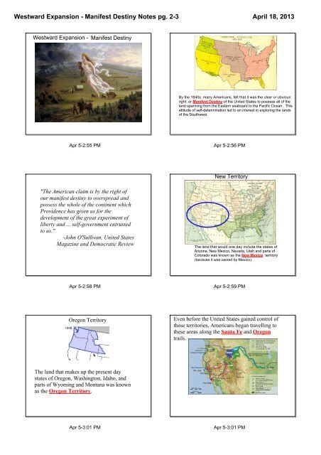 Westward Expansion - Manifest Destiny Notes pg. 2-3