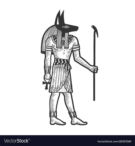 Anubis ancient egyptian god death sketch Vector Image