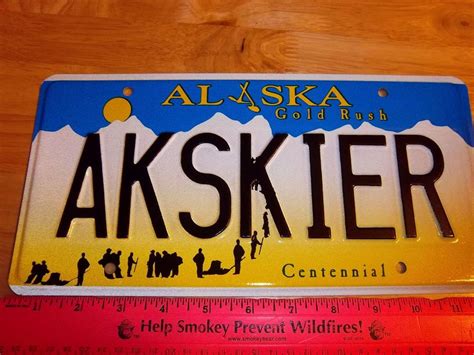 Alaska Gold Rush Centennial style License Plate AKSKIER replica plate ...