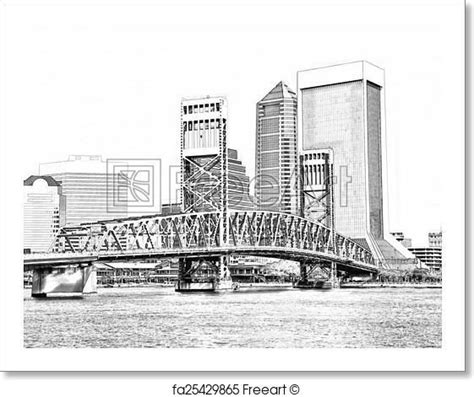 Free art print of Sketch of Jacksonville Florida Skyline | Free art ...