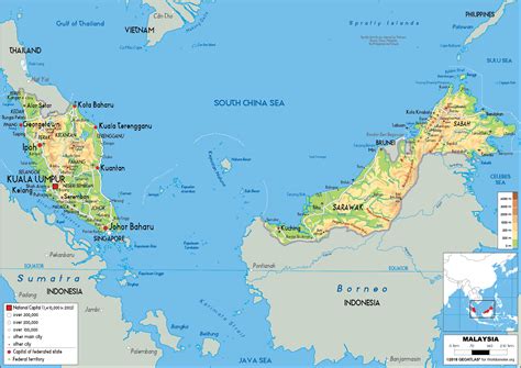 Malaysia Map (Physical) - Worldometer