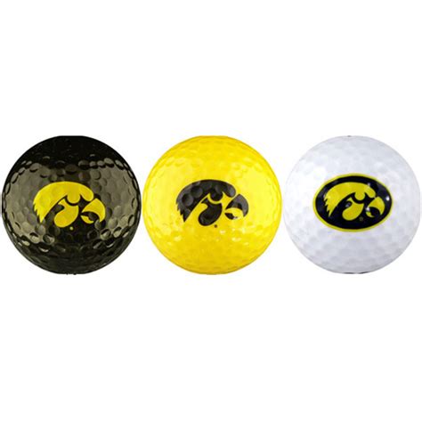 Iowa Hawkeyes Logo Black/Gold/White 3-Pack Balls