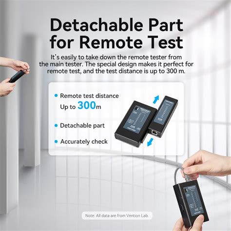 Vention RJ45/RJ11 Cable Tester: 300m Remote, Auto-Test, Dual Power