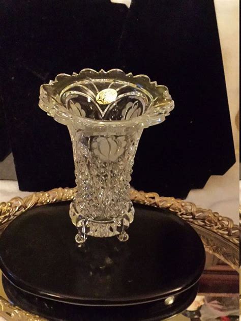 Vintage Crystal Footed Vase, The European Collection, Made in W. Germany; Heavy 24% Lead Crystal ...