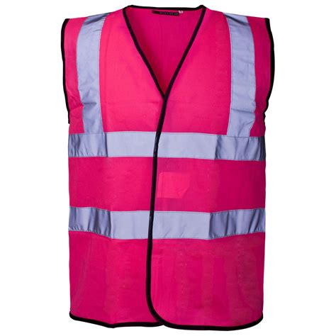 Hot Pink Hi Visibility Reflective Safety Vest Hi Viz Ideal for Printing or Embroidery Great for ...