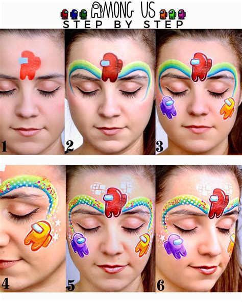 Among Us Face paint step by step | Face painting easy, Face painting tutorials, Face painting ...