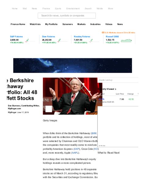 (PDF) The Berkshire Hathaway Portfolio All 48 Buffett Stocks | Juan ...