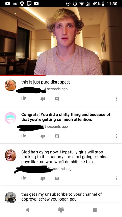 Found this comment on Logan Paul's apology video : niceguys