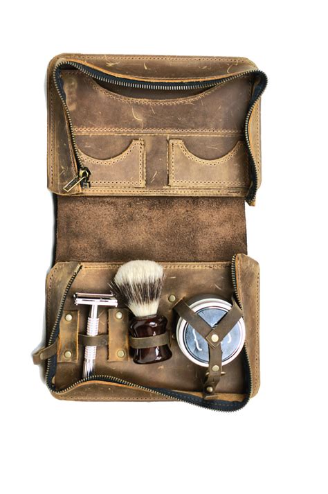 Men's Shaving Kit - Wet Shaving Toiletry Bag - Vintage Style Shaving ...