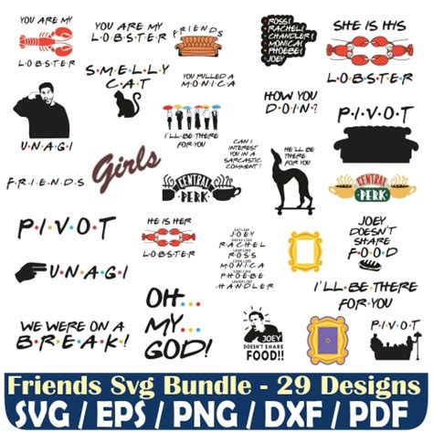 Digital download Silhouette Friends font svg for Cricut PNG Friends SVG Friends Bundle svg ...