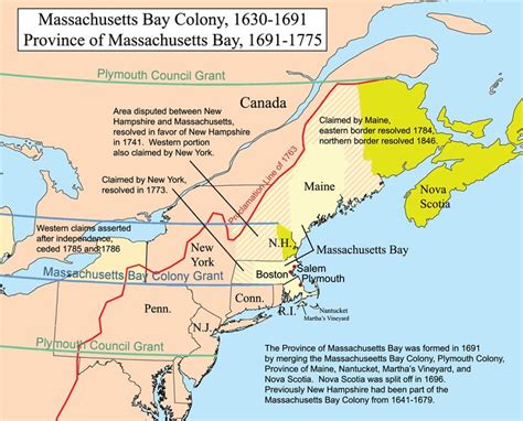 map of the massachusetts bay colony, 1800 - 1879 showing the location of many important areas