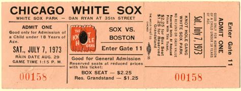 White Sox Knot Hole Gang Ticket