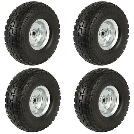 4-Pack 10" Solid Rubber Tyre Wheels Garden Wagon Cart Trolley Tires ...