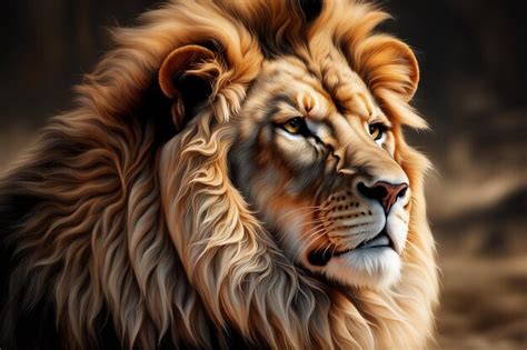 Premium AI Image | A 4K HighDetail Portrait Lion CloseUp