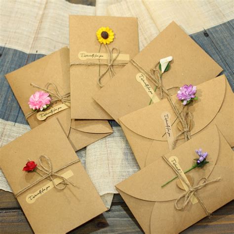 Large Size Classic Flowers Card Diy Vintage Kraft Paper Handmade ...