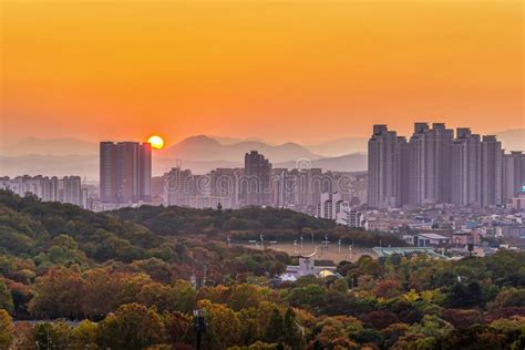 DAEGU, SOUTH KOREA - NOVEMBER 4, 2019: Sunset View of Daegu City from ...