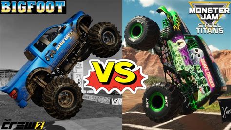 Monster Jam Steel Titans GRAVE DIGGER vs BIGFOOT Monster Trucks Freestyle Championship - YouTube