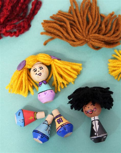 DIY Wooden Peg Dolls - Mix & Match * Moms and Crafters