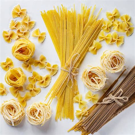 Various Pasta on a White Background. Stock Photo - Image of uncooked ...