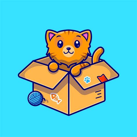 Cute Cat In Box Cartoon Vector Icon Illustration. Animal Nature Icon Concept Isolated Premium ...