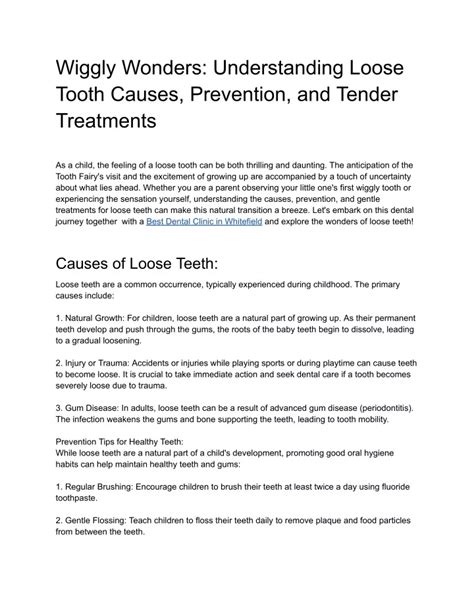 PPT - Wiggly Wonders_ Understanding Loose Tooth Causes, Prevention, and Tender Treatments ...