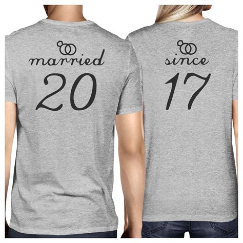 Married Since Cute Anniversary Gift Matching Couple T-Shirts Grey ...