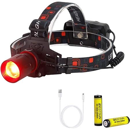 Red Light Hunting Headlamp, Rechargeable Red LED Headlamps, 3 Modes ...