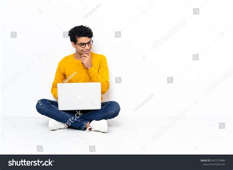 Venezuelan Man Sitting On Floor Laptop Stock Photo 1827279890 ...